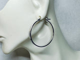 Sterling Silver Rhodium-plated Concave 3mm x 30mm Tube Hoop Earrings