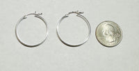 Sterling Silver Rhodium-plated Concave 3mm x 30mm Tube Hoop Earrings