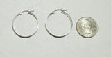 Sterling Silver Rhodium-plated Concave 3mm x 30mm Tube Hoop Earrings