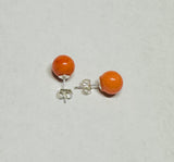 Sterling Silver .925 Genuine 8mm Dyed Pink Coral Stud Earrings