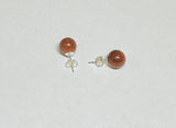 Sterling Silver .925 Brown Goldstone "Venturina" 8mm Stud Earrings