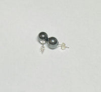 Sterling Silver .925 Genuine 8mm Hematite "Acerina" Stud Earrings