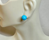 Sterling Silver .925 Genuine 8mm Dyed Turquoise Stud Earrings