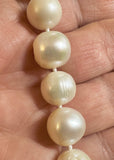 Sterling Silver 11mm-12mm White Near Round Genuine Freshwater Cultured Pearl 28" Hand Knotted Necklace