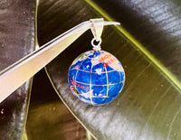 Sterling Silver 925 Large 3-D Enamel World Globe Charm