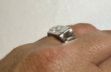 Sterling Silver Rhodium-plated Genuine Diamond Cross Signet Man's Ring