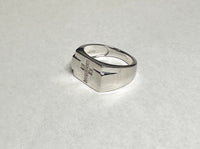 Sterling Silver Rhodium-plated Genuine Diamond Cross Signet Man's Ring