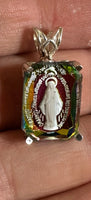 Vintage 1970’s Miraculous Virgin Mary “Milagrosa” 18 x 13mm Rectangular Medal Pendant in Sterling Silver