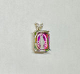 Vintage 1970’s Miraculous Virgin Mary “Milagrosa” 18 x 13mm Rectangular Medal Pendant in Sterling Silver