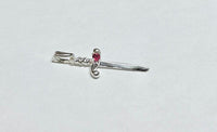 Sterling Silver Sword of Saint Barbara "Espada de Santa Barbara" w/Genuine Ruby Pendant