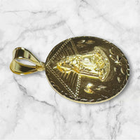 18 Karat Yellow Gold-plated Sterling Silver Our Lady of Charity "Caridad del Cobre" Round 32mm Medal Pendant