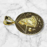 18 Karat Yellow Gold-plated Sterling Silver Our Lady of Charity "Caridad del Cobre" Round 32mm Medal Pendant