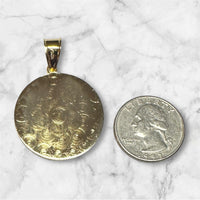 18 Karat Yellow Gold-plated Sterling Silver Our Lady of Charity "Caridad del Cobre" Round 32mm Medal Pendant