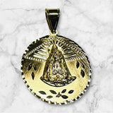 18 Karat Yellow Gold-plated Sterling Silver Our Lady of Charity "Caridad del Cobre" Round 32mm Medal Pendant