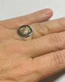 Sterling Silver & 14 Karat Yellow Gold Escudo de Cuba Coat of Arms 19mm x 16mm Signet Ring (Made in USA)