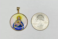 Vintage NOS 10K Enameled Miraculous Milagrosa/Sacred Heart 23.7mm Scapular Medal