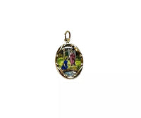 Vintage NOS 10 Karat Enameled Saint Raphael "San Rafael" 17mm x 13mm Oval Medal