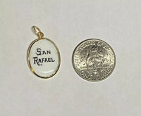 Vintage NOS 10 Karat Enameled Saint Raphael "San Rafael" 17mm x 13mm Oval Medal