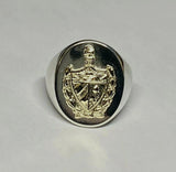 Sterling Silver & 14 Kt Yellow Gold Escudo Cuba Coat of Arms 22 x 18mm Signet Ring (Made in USA)
