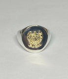 Sterling Silver & 14 Karat Yellow Gold Escudo de Cuba Coat of Arms 19mm x 16mm Signet Ring (Made in USA)