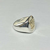 Sterling Silver & 14 Karat Yellow Gold Escudo de Cuba Coat of Arms 19mm x 16mm Signet Ring (Made in USA)