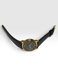 Vintage NOS 1990's Citizen Quartz Unisex Watch, Caliber 6031, 30mm Case, 17mm Genuine Black Leather Band