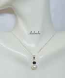 Sterling Silver Genuine 8mm Baroque Freshwater Pearl and Gemstone Pendant (available with or without chain)