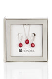 Honora 9-10mm Red Freshwater Pearls Necklace & Earrings Boxed Set