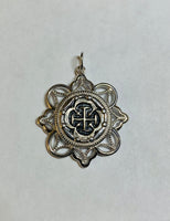 Silver Replica Atocha Coin Mounted on Filigree Sterling Silver Coin Pendant (Silver-Gold Plated-Rose Gold Plated)