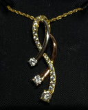 Sterling Silver & Vermeil Tri Color 3 Stone Cubic Zirconia Slide Pendant w/18" Gold-plated Chain