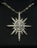 Sterling Silver & Cubic Zirconia Starburst Pendant w/18" Chain