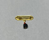 10Kt Gold God Bless Me with Genuine Azabache Baby Pin