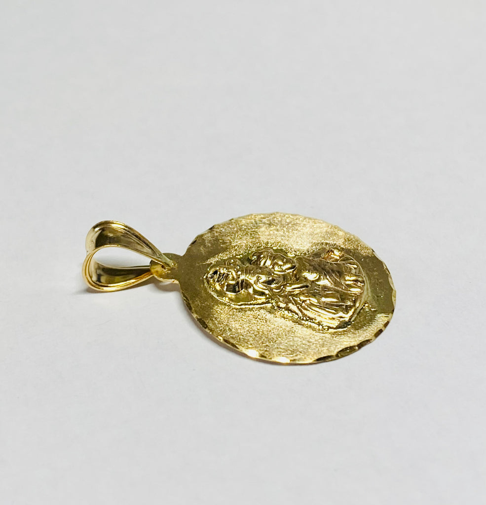 14 Karat Yellow Gold Our Lady of Mt. Carmel "Virgen del Carmen" 21mm ...