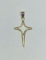 14 Karat Yellow Gold Freeform Modern Cross Pendant