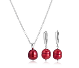 Honora 9-10mm Red Freshwater Pearls Necklace & Earrings Boxed Set