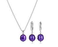 Honora 9-10mm Purple Freshwater Pearls Necklace & Earrings Boxed Set