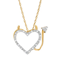 10Kt Yellow Gold & Genuine Diamond Heart Devil Pendant 18" Necklace