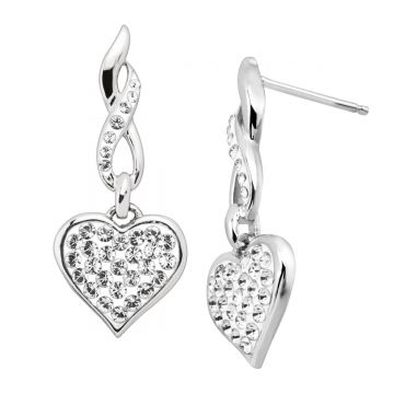 Sterling Silver Swarovski Element Heart Drop Earrings