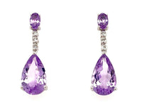 Sterling Silver 9.24 ctw Genuine Light Amethyst & Diamond Teardrop Post Earrings