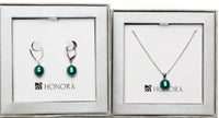 Honora 9-10mm Teal Freshwater Pearls Necklace & Earrings Boxed Set