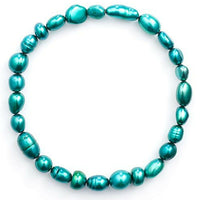 Honora 5 - 9mm Teal Dyed Freshwater Pearl Stretch Bracelet