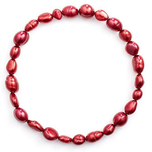 Honora 5 - 9mm Cherry Red Dyed Freshwater Pearl Stretch Bracelet