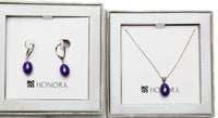 Honora 9-10mm Purple Freshwater Pearls Necklace & Earrings Boxed Set