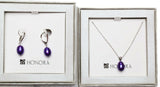 Honora 9-10mm Purple Freshwater Pearls Necklace & Earrings Boxed Set