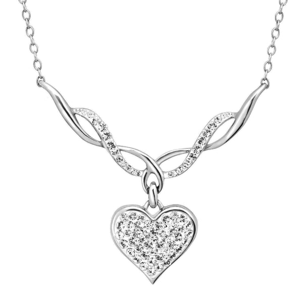 Sterling Silver 18" Heart Necklace with Swarovski Crystal Elements