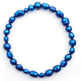 Honora 5 - 9mm Blue Dyed Freshwater Pearl Stretch Bracelet