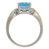 Sterling Silver & 10K Yellow Gold Genuine Blue Topaz 9x7mm Emerald-cut Ring (Size 7)