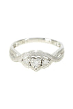 Sterling Silver Genuine 1/10 CTW Diamond Heart Ring (Size 7)