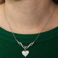 Sterling Silver 18" Heart Necklace with Swarovski Crystal Elements