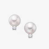 14 Karat White Gold 7mm Akoya Pearl and 1/10 ctw Diamond Stud Earrings